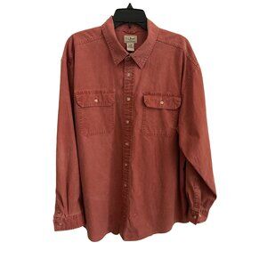 L.L. Bean Mens XL Rust Long-Sleeve Cotton Button-Down Shirt With Chest Pockets